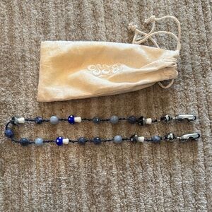 Ossa New York Blue and White Beaded Gemstone Phone Chain